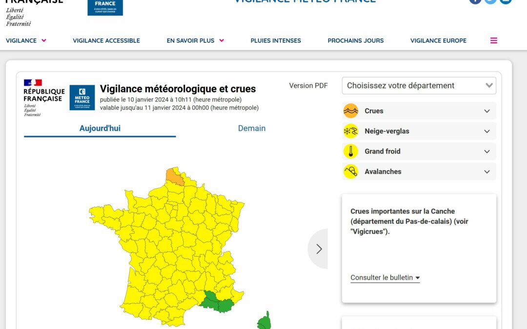 ALERTE METEO NEIGE VERGLAS GRAND FROID 10 & 11 janvier 24