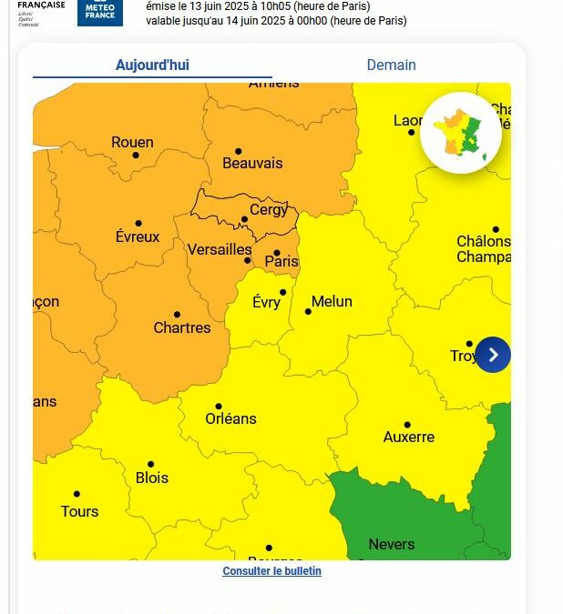 ALERTE METEO soirée du 13 juin 2025