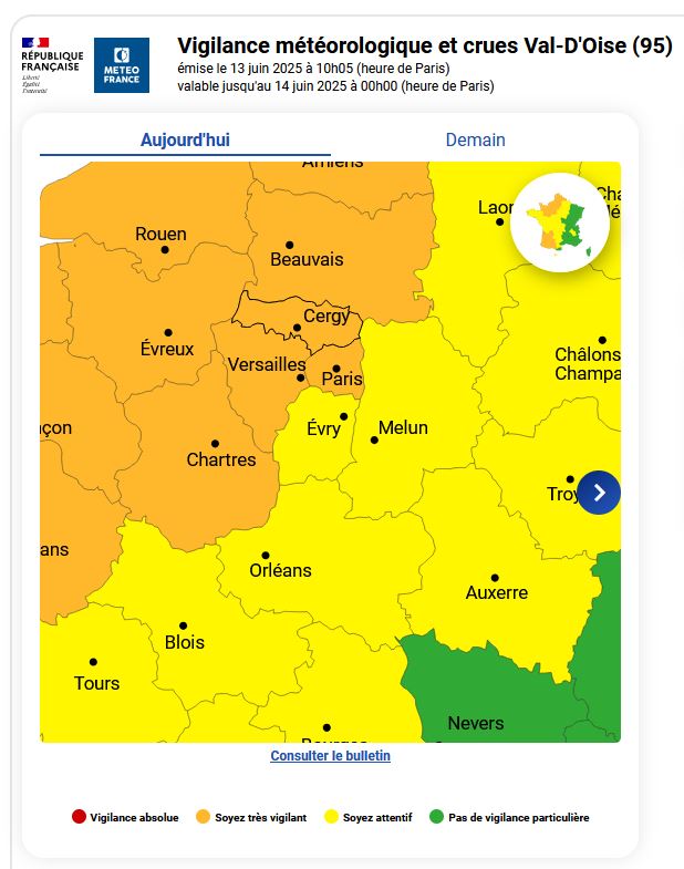 ALERTE METEO soirée du 13 juin 2025