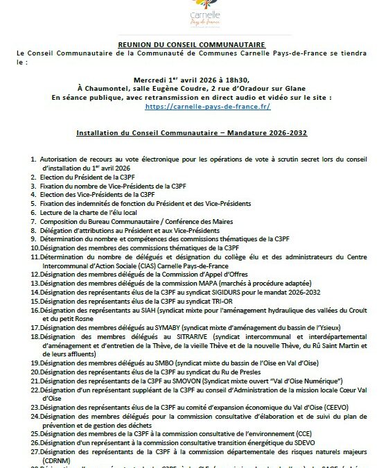 Conseil Communautaire 1er avril 2026