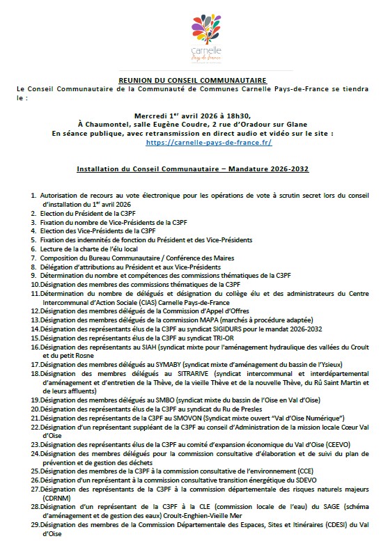 Conseil Communautaire 1er avril 2026