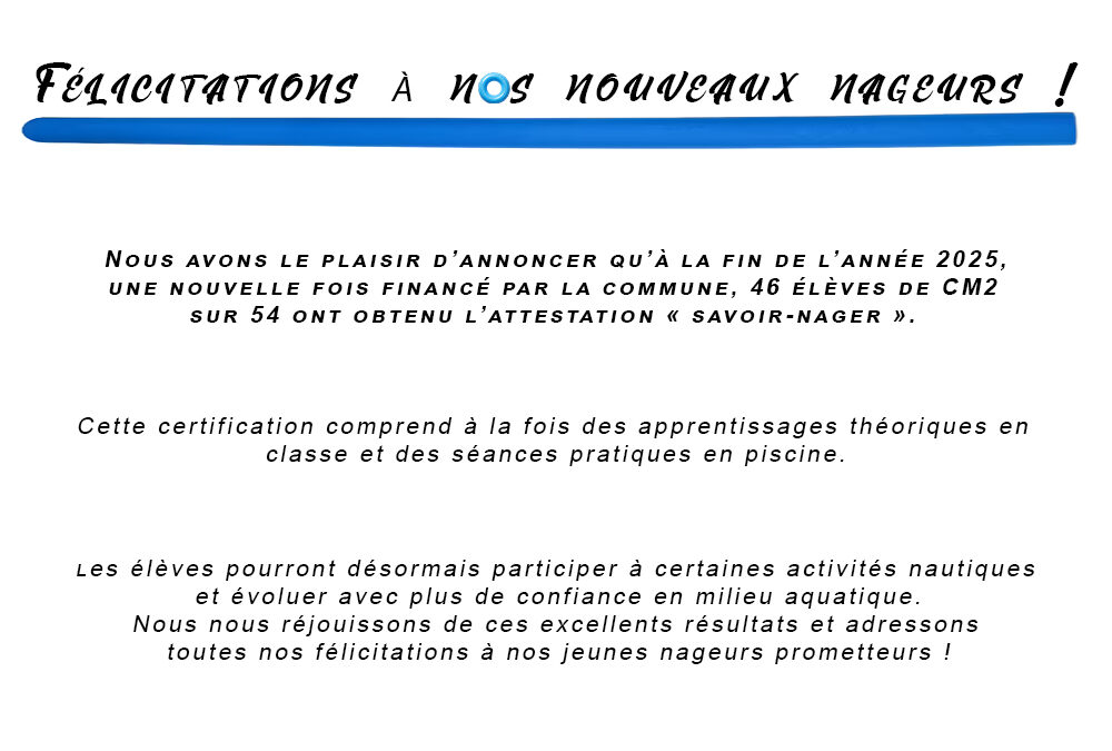 🏊ATTESTATION SAVOIR-NAGER🏊