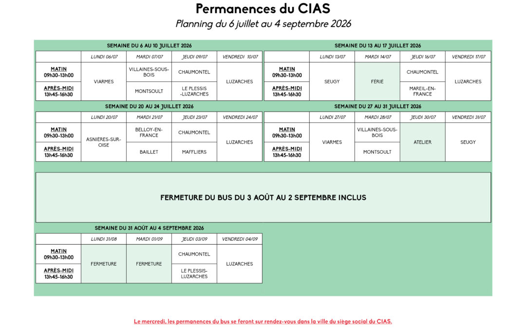 Planning CIAS de juillet à septembre