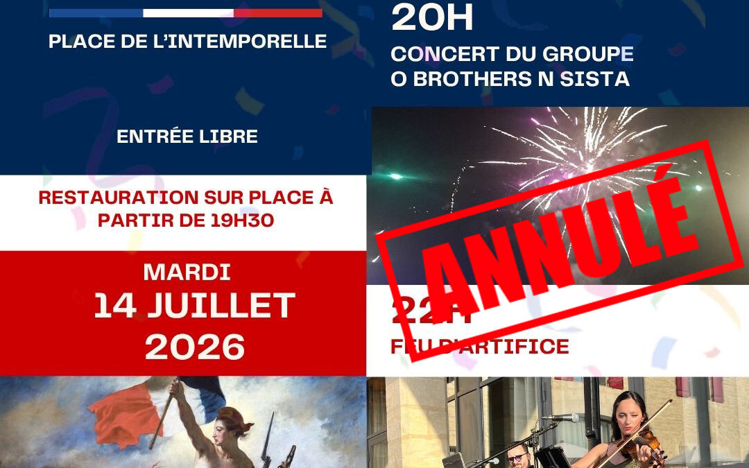 Annulation du feu d&rsquo;artifice du bal du 14 juillet 2026