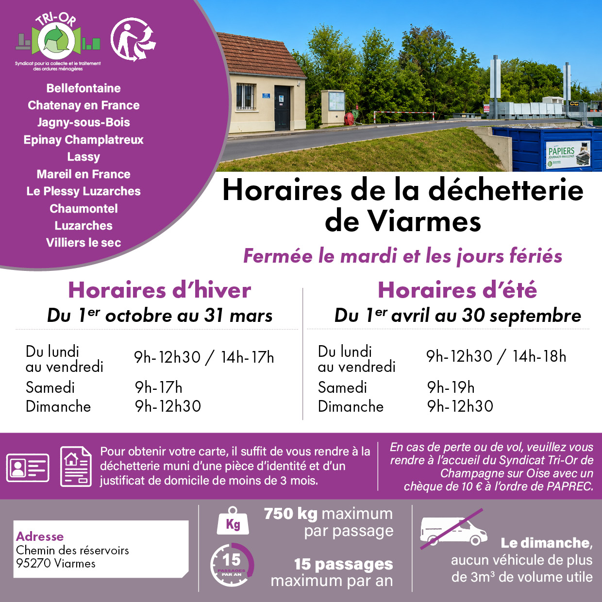 Accès à la déchetterie de Viarmes pour les Chaumontellois