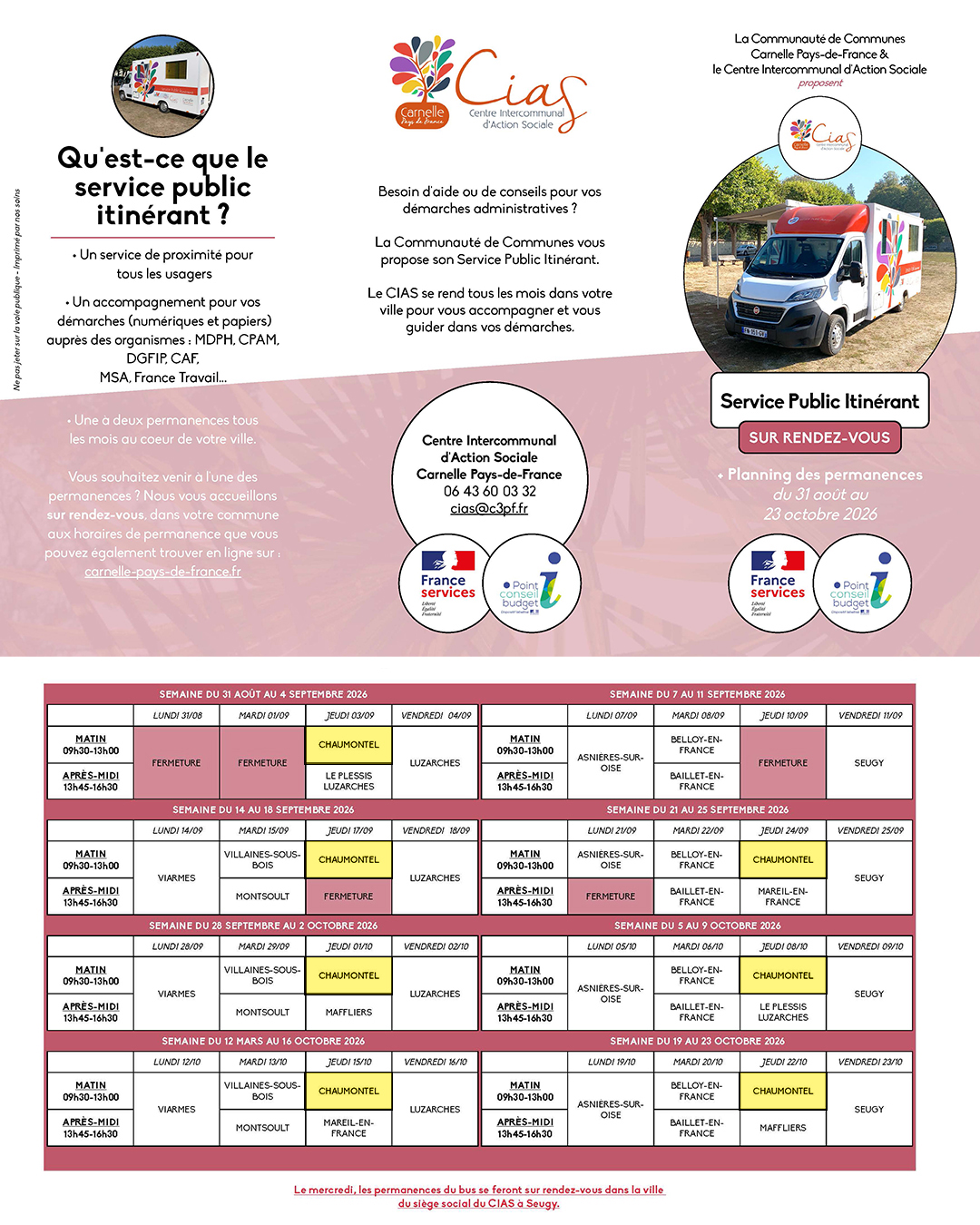 CIAS planning d’aoĂ»t Ă octobre