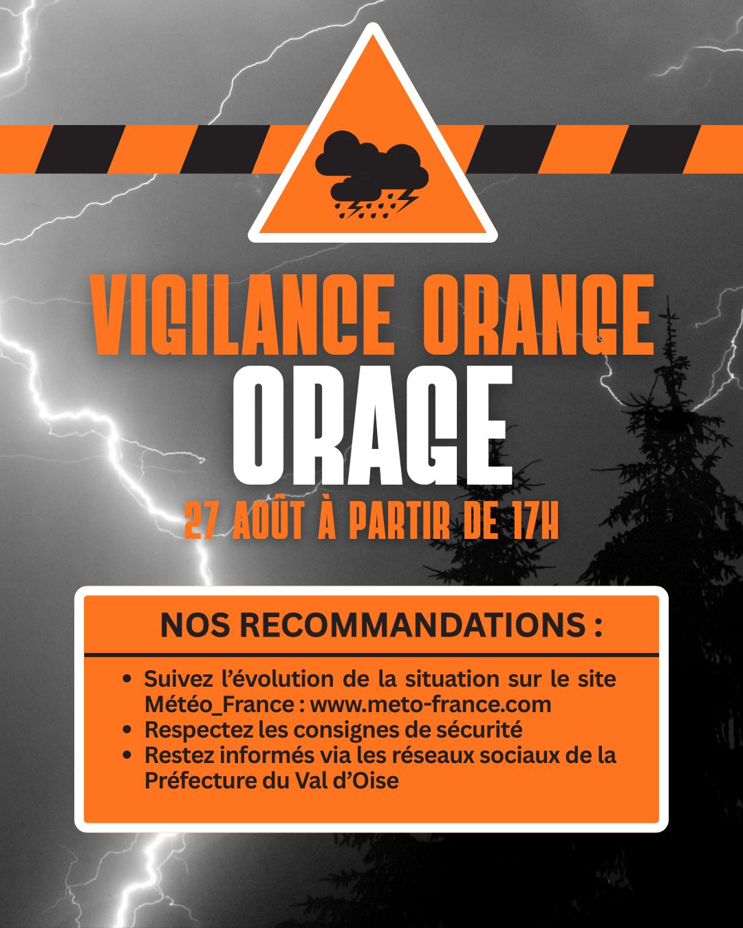 [ALERTE] Vigilance orange orage 27 août 2026